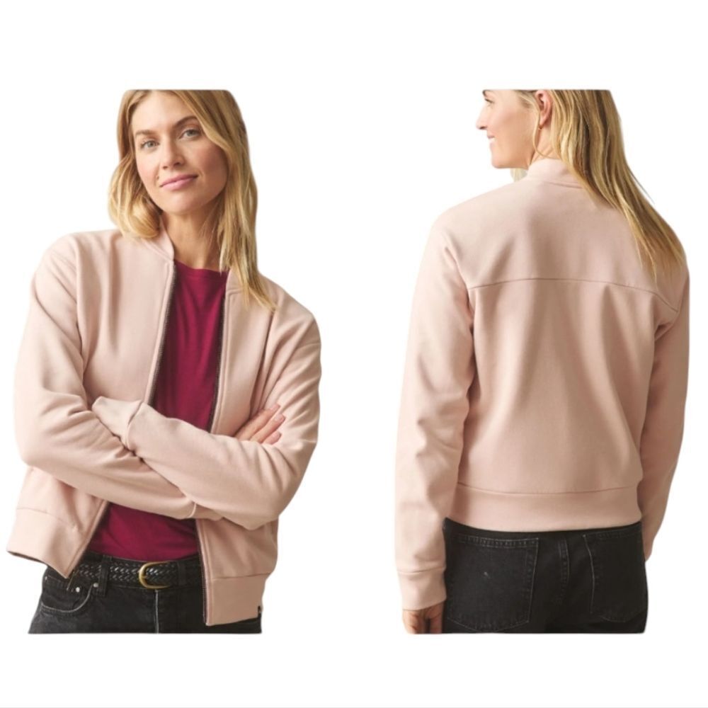 NEW American Giant Fleece Bomber Jacket in color Cameo Rose Light Pink Size XS